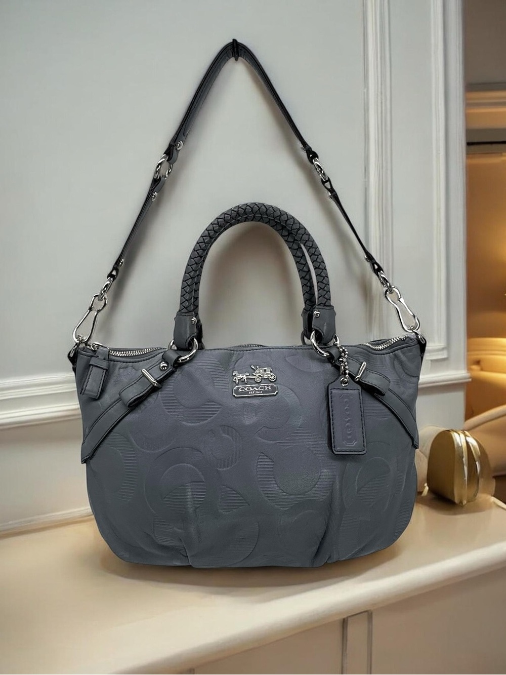 Coach Wisteria Embossed Signature Madison Sophia Satchel #15922